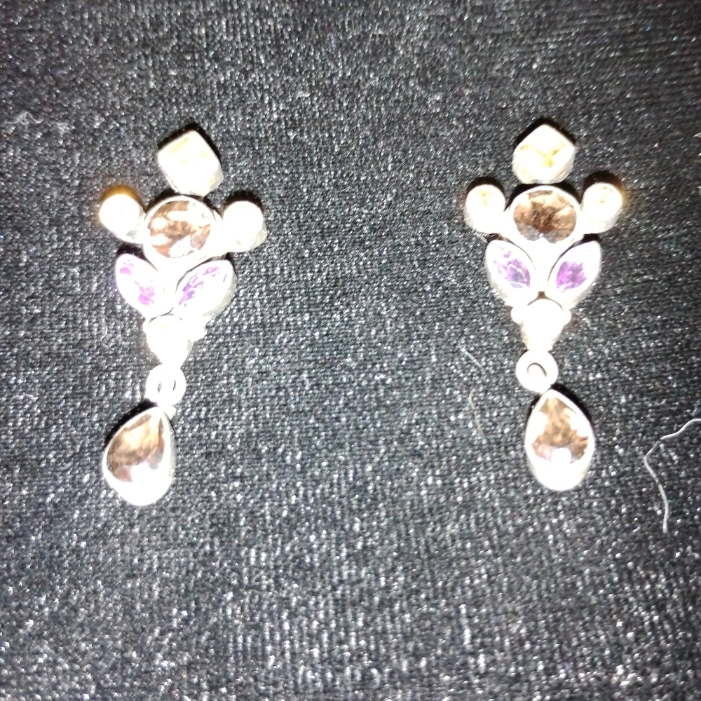 Elegant Silver and Purple Earrings